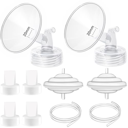 Image of 20mm Flange Pump Parts Compatible Spectra S1 S2 9 Breast Pumps Replacement,Full Set Replacements Include Flange Backflow Protector Membrane Duckbill Valve Tube,Not Original Accessories