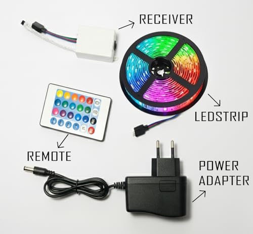 Image of Enlix 3 Meter RGB Led Strip Light with Smart Features | Multicolour Neon Yellow Blue White etc | Remote Control 15+ Modes Waterproof | for Home Decoration tv Gaming pc | Pack of 1