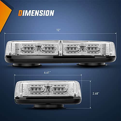 Image of Nilight 12 Inch Roof Top Strobe Lights Magnetic Mount | Green Hazard Light Emergency Safety Warning LED Flashing Light Bar 48LED 12V 24V for Cars Trucks Snow Plows