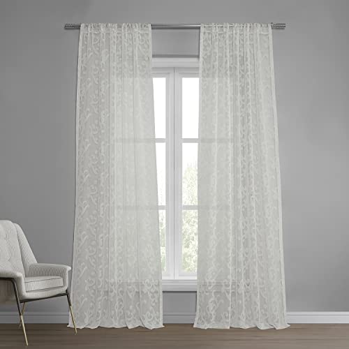 HPD Half Price Drapes Patterned Faux Linen Sheer Curtains for Living Room or Bedroom 50 X 108, SHCH-11745-108 (1 Panel) Paris Scroll