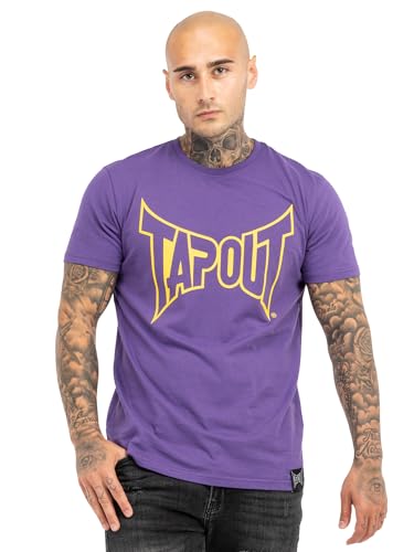 Tapout Herren T-Shirt Lifestyle Basic Tee Normale Passform, Lilac/Yellow, XL