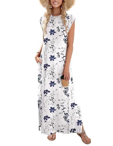 Image of Zeagoo Summer Dresses for Women 2026 Long Maxi Sundresses Loose Split Wrinkle-Free Beach Travel Vacation Clothes