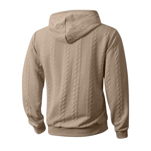 Men's Quarter Zip Pullover Jacquard Long Sleeve Sweatshirt Kangaroo Pocket - image 4