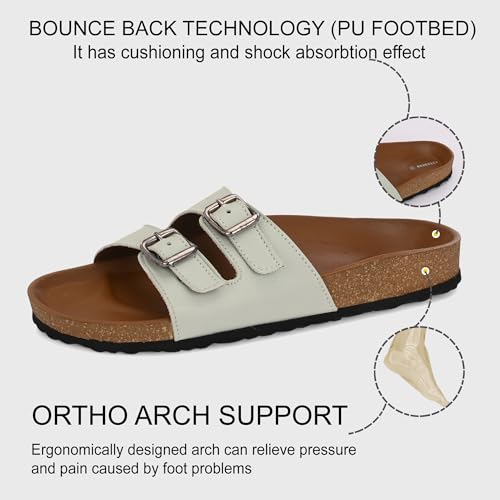 Image of Centrino Women's Berkin-Style Slip-On Sandals | Open Toe Design | Soft PU Footbed | Lightweight & Comfortable | Arch Support | On-Grip Sole | Casual Outdoor Wear (9228)