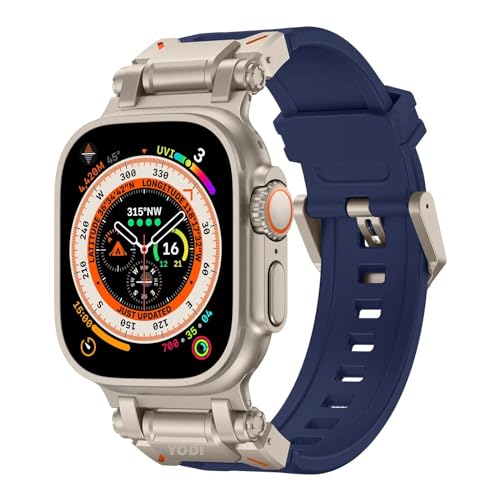 Image of YODI Armor Designed Strap Band Compatible with Apple Watch Ultra 2 Replacement Armour Band With Durable Metal Connector for iWatch Ultra Series 9 /8 /7 /6 /5 /4 /3 /2 /1 SE, 49 /45 /44 /42mm (BLUE)