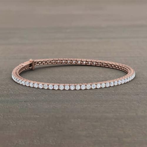 Image of 2 to 7 Carat Natural Diamond Tennis Bracelet for Women in 14K Gold (7 Inch) - IGI Certified (I1-I2 Clarity)