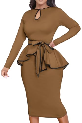 Image of Women's Bodycon Vintage Dresses Elegant Peplum Dresses for Women Business Work Office