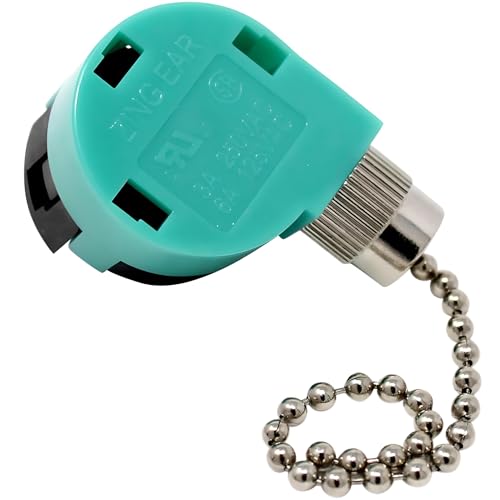 CeilingFanSwitch Zing Ear ZE-268S6 ZE-208S6 Switch 3 Speed Pull Chain Control Ceiling Fan Replacement Speed Control Switch (Nickel)