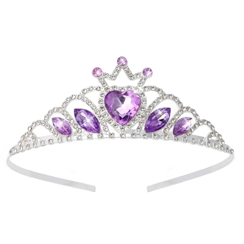CAVETEE Purple Birthday Crown for Women, Tiara and Crown Headband Happy Birthday Decorations for Party Halloween