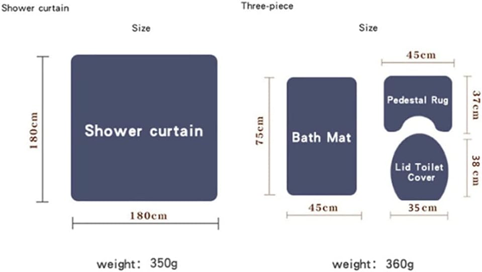 Ochine 4 Pcs Rose Shower Curtain Sets Floral Bathroom Shower Curtain Set with Rugs, Toilet Lid Cover and Bath Mat, Waterproof Polyester Fabric Flower Shower Curtains for Bathroom Decor with 12 Hooks