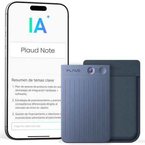 Plaud Note Grabadora de Voz IA con Funda Azul Transcribe Resume Transcripción IA, Soporta 112 Idiomas Control de Reunión con App Genial para Lección Llamada Entrevista Charlas Clases