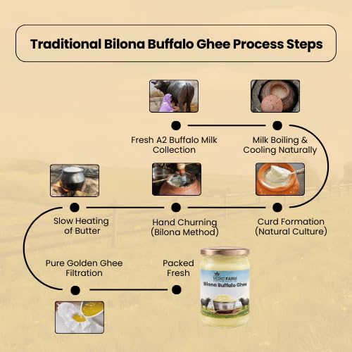 Vedic Farm Bilona Buffalo Ghee | Traditional Bilona Process | 100% Pure Natural Buffalo Ghee | Rich Flavor & Thick Texture | Ideal for Cooking, Sweets & Traditional Recipes (1, 500, gram) 4