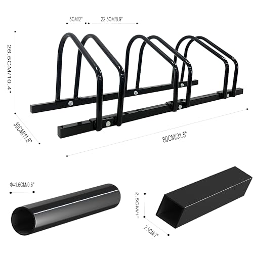 XINYI Bike Rack Floor, Bike Stand Garage, Indoor/Outdoor Bike Rack Garage,22-28" Wheel Stand, Max. Tire Width 2.1", Front/back Bike Stand For Mountain, Road and Kids Bikes for 3 Bikes