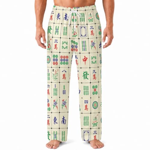 SJWJUO Mahjong Mens Pajama Pants Lounge Pants PJ with Pockets M
