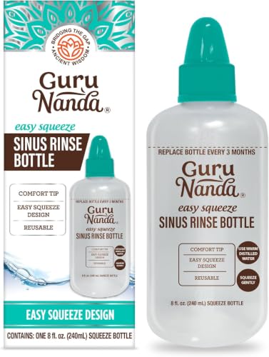 Image of GuruNanda Sinus Rinse Bottle - Comfort Tip for Natural Nasal Irrigator Relief for Adults & Kids - 240ml Capacity (Pack of 6)
