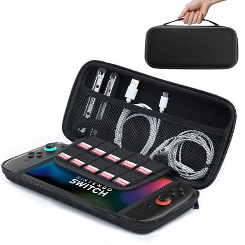 amCase Carrying Case for Nintendo Switch 2 [7.9”] 2025 – Protective Hard Shell Portable Travel Carrying Case Pouch for Switch Console and Accessories (Black)