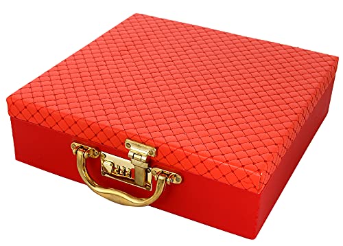 Kuber Industries Soft Leather Bracelet Jewellery Box with 4 Removable Rolls-Holder Stores Bracelets,Bangles & Watches-Organizer with Lock System (Maroon), Rod of 4 (HS_37_LUGGAGE020316)