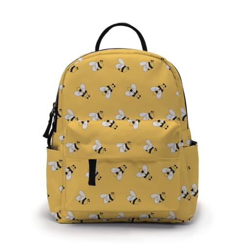 Image of Deanfun Mini Backpack for Women - Cute Bee Print Small Backpack Purse with Ample Storage and Double Zippers Waterproof Shoulder Straps 3D Graphic MNSB-312