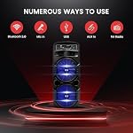 Pyle, PA Système portable Bluetooth haut-parleur, 8’’ Boombox-Great for Karaoke Party Audio Speaker with integrated-in Rechargeable Battery, Flashing Party Lights, MP3/USB//FM Radio (600 watt)