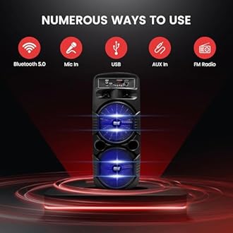 Pyle Portable Bluetooth PA Speaker System - 600W Rechargeable Outdoor Bluetooth Speaker Portable PA System w/ Dual 8ââ‚¬Â Subwoofer 1ââ‚¬Â Tweeter, Microphone In, Party Lights, USB, Radio, Remote - PPHP2835B