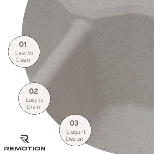 Image of REMOTION Granite Quartz Double Bowl Kitchen Sink With Drain Board Flushmount /Undermount /Top Mounted Kitchen Sink | Sinks For Kitchen (45 x 20 x 9 Inch) (Grey Sand)