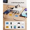 10Ft Extension Cord with Multiple Outlets, Flat Plug Surge Protector Power Strip 10 Ft Long Cord, 8 Outlets & 4 USB Ports (2 USB C), Desk Charging Station for Home Office, College Dorm Room Essentials