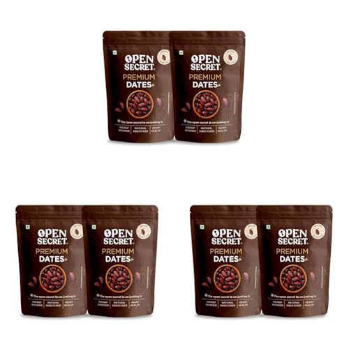 Image of Open Secret Fard Dates | 800gm | Healthy Snacks, Khajoor, Khajur, Dry Fruits, Dates with No Added Sugar Healthy Food & Nutritious (400gm x 2) (Pack of 3)