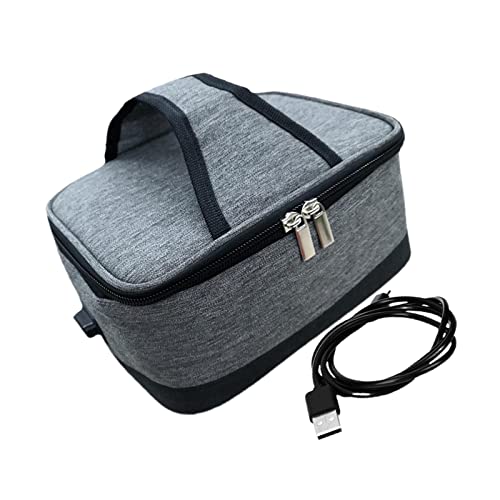 Leisurealeaneag Borsa termica elettrica porta pranzo USB per cottura in auto e lavoro, grigio, 22 x 16 x 10 cm