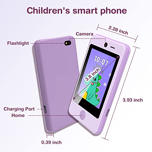 Pthtechus Kids Phone For Boys Girls, 3.8 "Touch Screen Toddler Phone Toys With Fun Camera 16 Games Mp3 Music Player Audio Recorder Pedometer Flashlight Alarm Clock Children Phone Gift For Ages 4-14 #TOP6