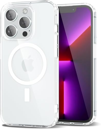 Image of iPhone 13 pro Transparent Case | Shockproof Bumper & Camera Protection | Magsafe Compatible | Sleek Hard Crystal Back Cover for iPhone 13 pro - Clear