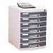 Produktbild Flacher Aktenschrank Hängemappen ablagesystem 7 Schubladen mit Schloss Kunststoff Aktenschrank Organizer - Grau 30.2X35.9X43.2cm