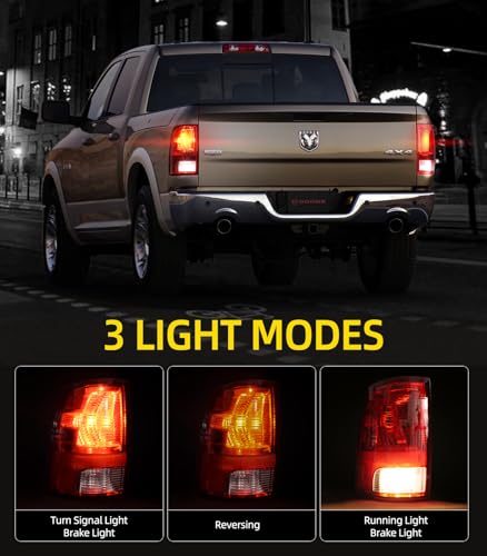 Image of OKLPF Rear Brake Tail Light Compatible With 2009-2018 Dodge Ram 1500 2500 3500 Replace CH2818124 CH2819124,Replace Red Taillight Assembly,Included Bulbs and Harness,Driver and Passenger Side