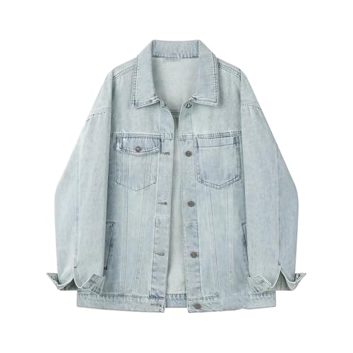 Veste en denim bleu clair coupe ample et confortable pour la mi-saison