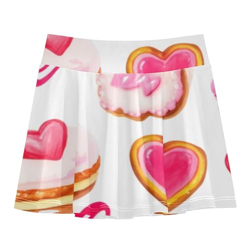 Girls Skorts Athletic Shorts Cute Pink Red Cakes Skirts with Shorts Custom School Skirt 3t