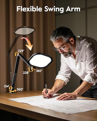 Desk Lamps for Home Office, 2000LM Eye-Caring Desk Light with Clamp, Dimmable Zoom Lightin - image 3