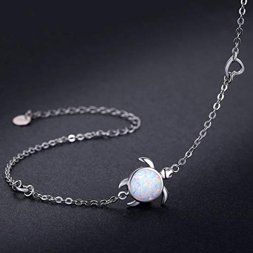 Cuoka 925 Sterling Silver Opal Sea Turtle Bracelet - Ocean Nature Jewelry for Women3