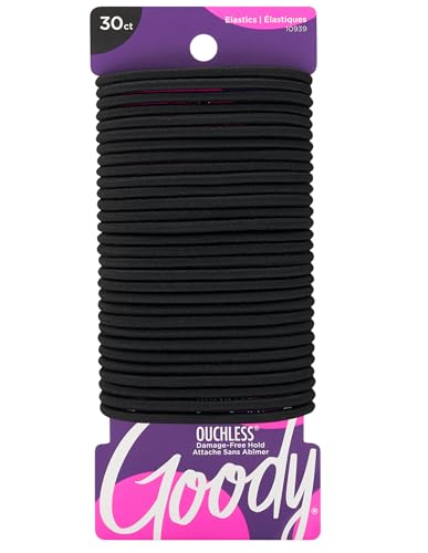goody ouchless hair elastics  no pull no breakage tangle-free hold for thick curly coily amp textured hair  30 count black long-lasting ponytail holders for women amp men