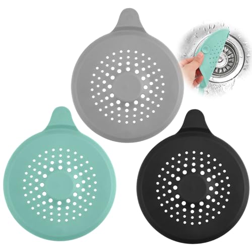 3 Stück Abflusssieb, RISVOWO Dusche Haarfänger Silikon, Universal...