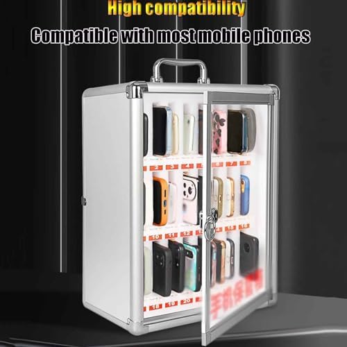 Wall Mounted Phone Stand12 Position Organizer for Mobile Devices Spacesaving Solution for Home Office Stylish Storage for Phones and Accessories,Silver-24-bit