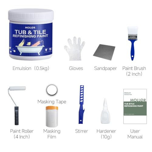 Kit de Restauración para Bañera y Azulejos, Pintura para Azulejos Blanco Semi-Brillante de 17oz miniatura 2