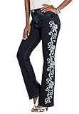 Roamans Women's Plus Size Whitney Jean with Invisible Stretch Embroidered Bootcut Jeans - 24 W, Blue...