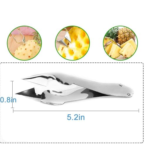 Image of Pineapple Corer Stainless Steel Pineapple Eye Remover Tool - Eye Peeler, Practical Seed Remover Clip Slicer Clip Fruit Kitchen Tool (18 /8 Stainless Steel, 2)