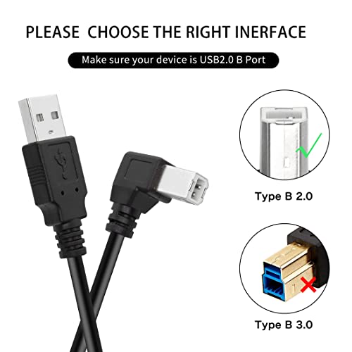 YACSEJAO USB Printer Cable 90 Degree USB 2.0 A Male to B Male Printer Scanner USB B Cable Cord with 480Mbps High Speed Printing - Image 2