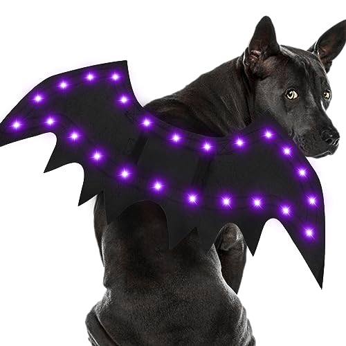 Malier Light Up Dog Halloween Costume, 20 LED Dog Bat