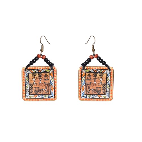 Image of Handcrafted Artistic & Tribal Earrings Collection for Women - Bohemian, Floral, Wooden & Ethnic Statement and Stud Designs
