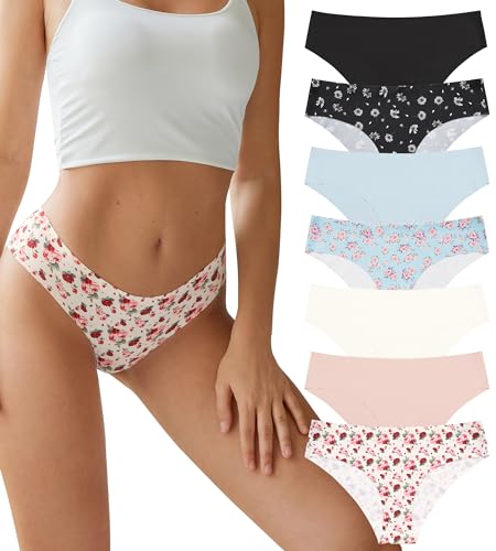 Image of SHARICCA Women Seamless Cheeky Bikini No Show Panties Ladies Invisible Breathable Briefs Soft Stretch Underwear Multi Pack