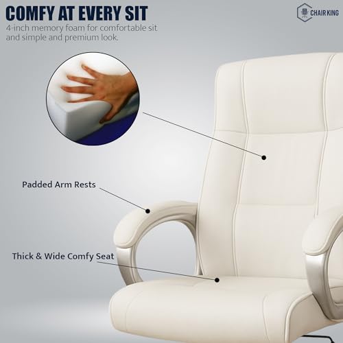 Image of Prestige Premium Leatherette Executive Chair | High Back Ergonomic Office Chair for Work from Home & Office | Height Adjustable, 360 Swivel, 135 Tilt, Chrome Base (1 Pc)