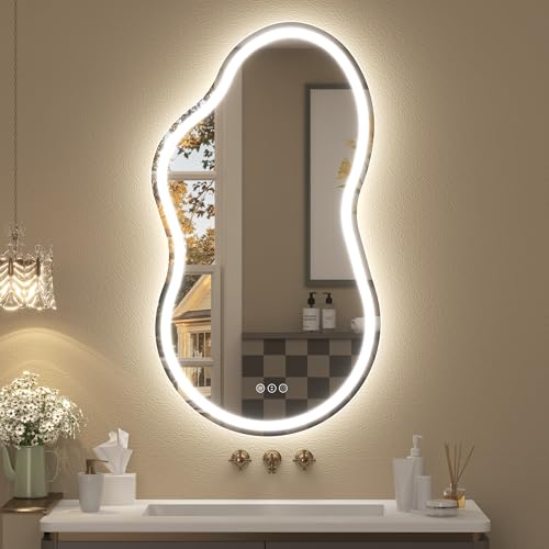 Image of 20x36 Inch Irregular LED Bathroom Vanity Mirror with Lights