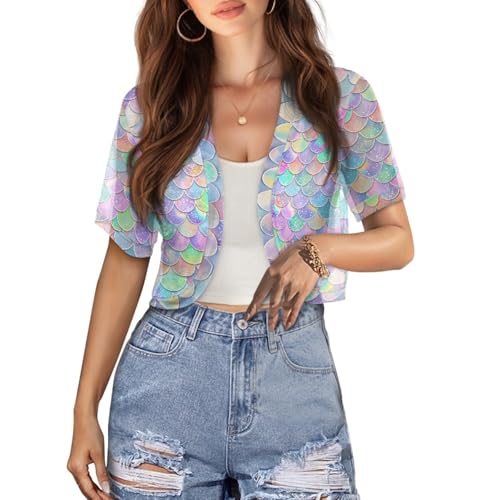 Image of Womens Short Sleeve Bolero Shrug Open Front Knit Cropped Cardigan Shoulder Cover for Dress Cute Casual Knit Cover Up