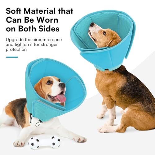 Image of Dog Cone, Soft Cone for Large Dogs After Surgery, Comfy Dog Cone | Dogs Cones to Stop Licking, Adjustable Soft Dog Cones Collar, Elizabethan Pet E-Collar for Wound Healing, LightBlue,L